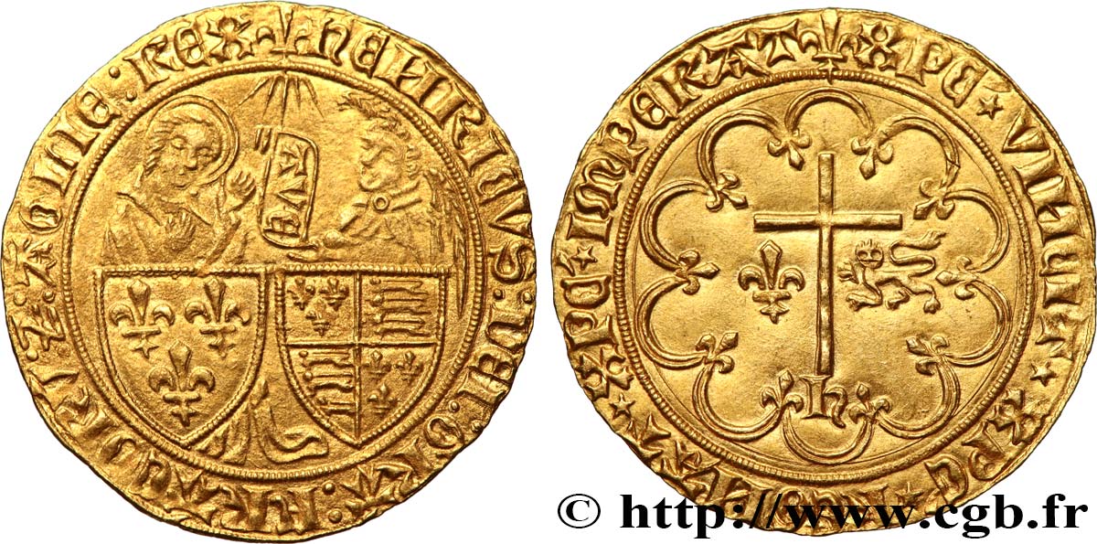HENRY VI DE LANCASTRE - ROI DE FRANCE (1422-1453) - ROI D ANGLETERRE (1422-1461) et (1470-1471) Salut d or n.d. Saint-Lô SUP