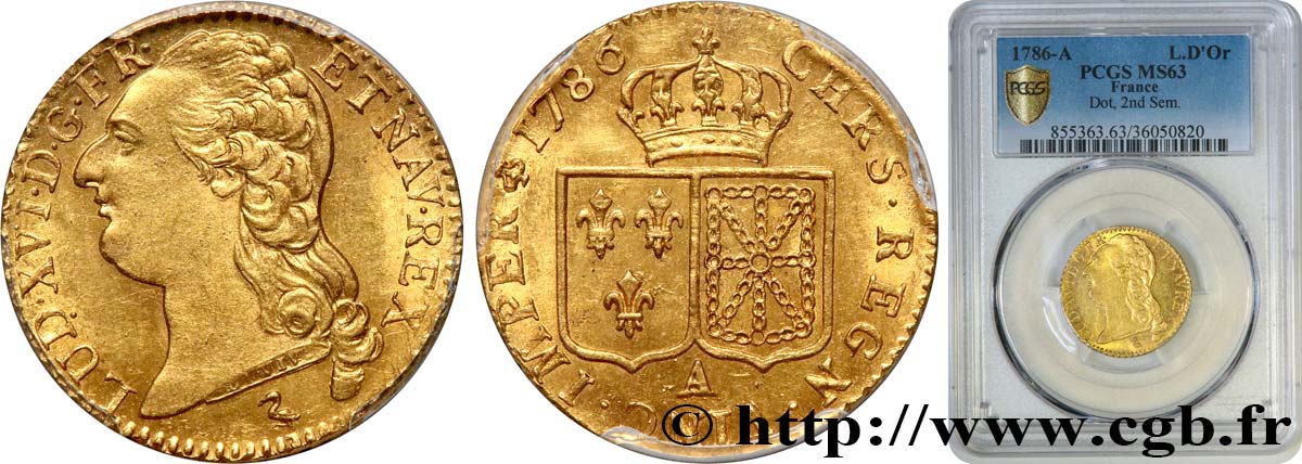 LOUIS XVI Louis d or aux écus accolés 1786 Paris SPL63
