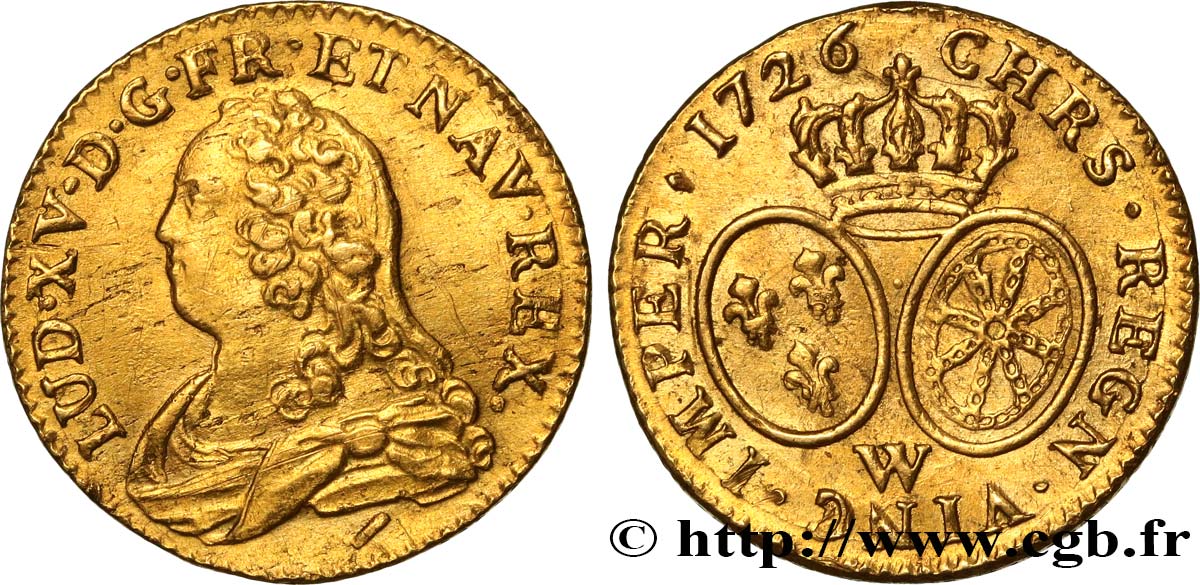 LOUIS XV DIT LE BIEN AIMÉ Louis d or aux écus ovales, buste habillé 1726 Lille TTB+