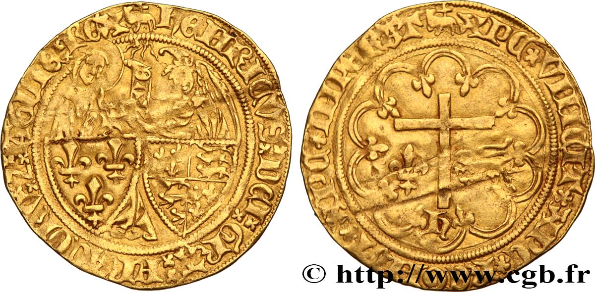 HENRY VI DE LANCASTRE - ROI DE FRANCE (1422-1453) - ROI D ANGLETERRE (1422-1461) et (1470-1471) Salut d or n.d. Amiens TB+