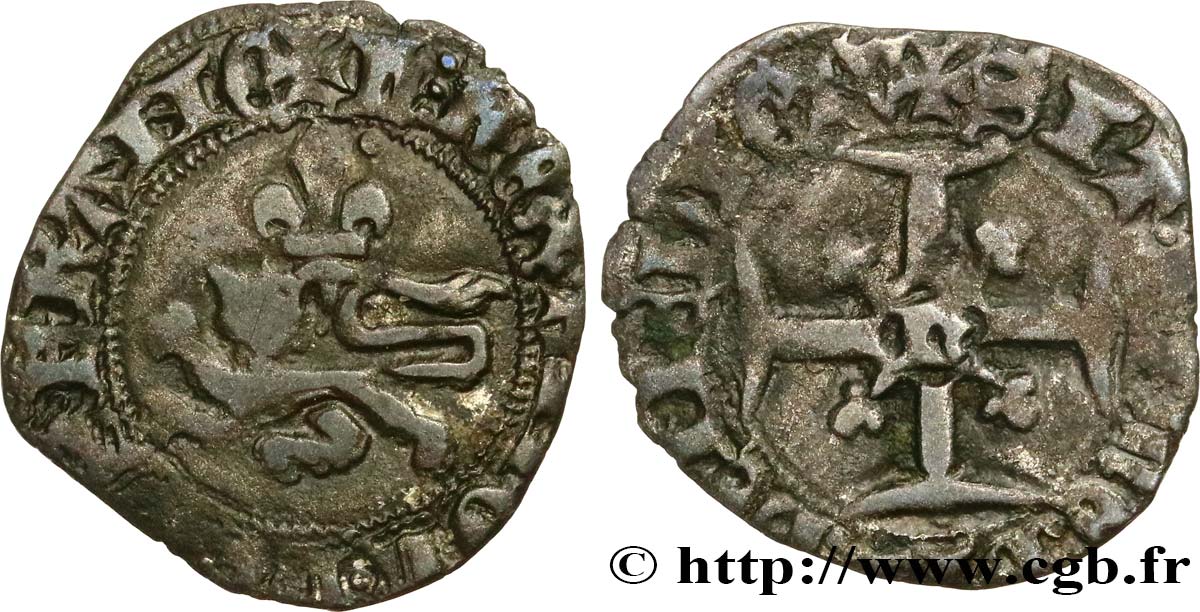 HENRY V OF LANCASTER Double tournois ou niquet dit  Léopard  30/11/1421 Rouen BC