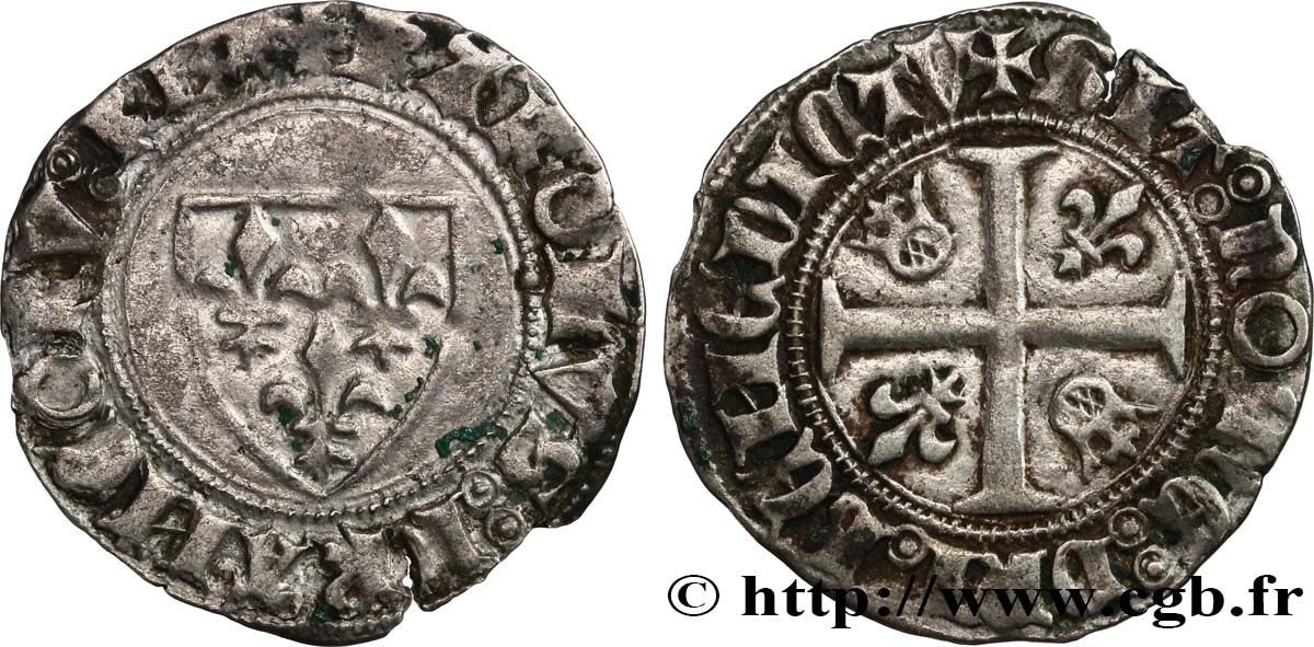 CHARLES VI  THE MAD  OR  THE WELL-BELOVED  Blanc dit  guénar  n.d. Toulouse BC/BC+