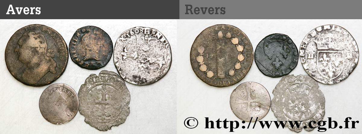 LOTS Lot de cinq monnaies royales n.d. Ateliers divers SGE