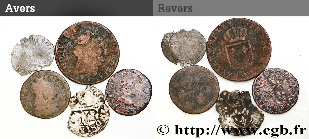 LOTS Lot de cinq monnaies royales n.d. Ateliers divers VG