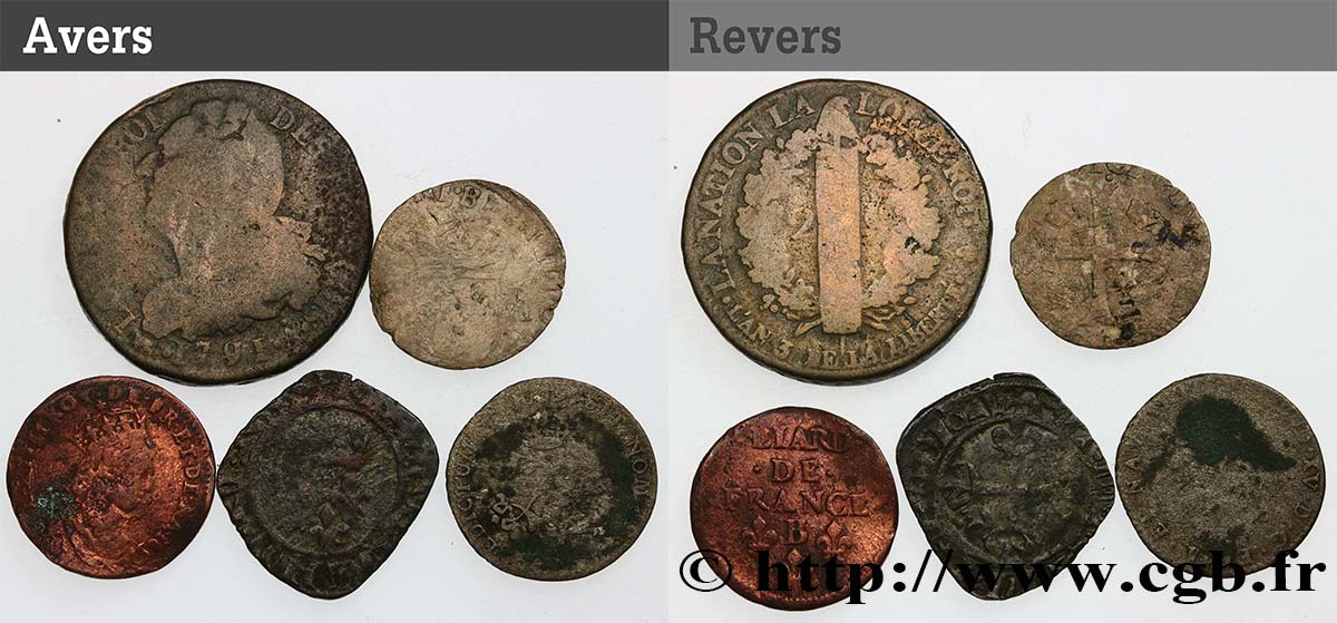 LOTTE Lot de cinq monnaies royales n.d. Ateliers divers B
