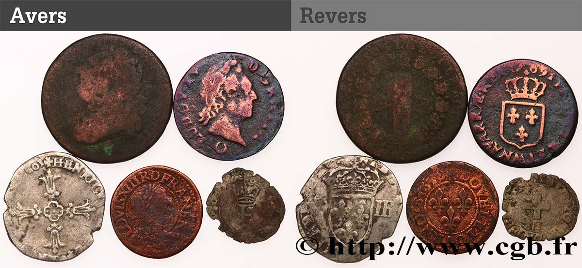 LOTS Lot de cinq monnaies royales n.d. Ateliers divers VG