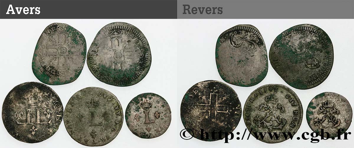 LOTS Lot de cinq monnaies royales n.d. Ateliers divers B