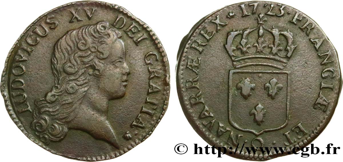 LOUIS XV DIT LE BIEN AIMÉ Sol au buste enfantin 1723 Perpignan TTB