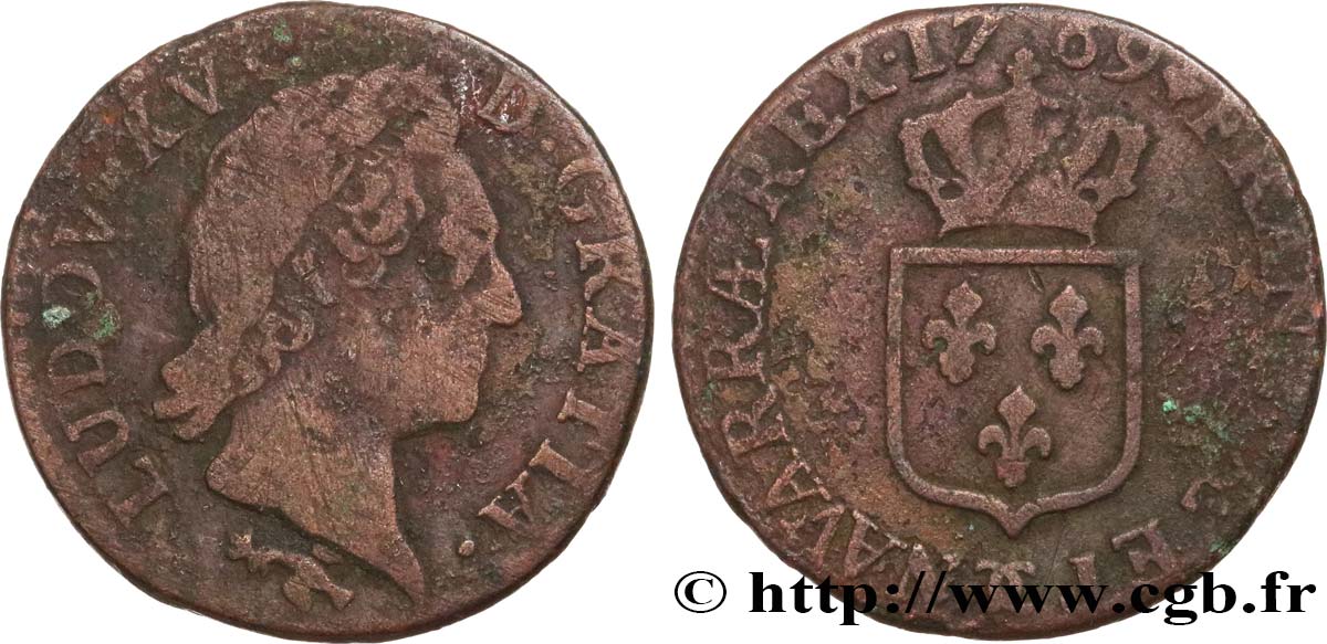 LOUIS XV DIT LE BIEN AIMÉ Demi-sol dit &nbsp;à la vieille tête&nbsp; 1769 Besançon TB