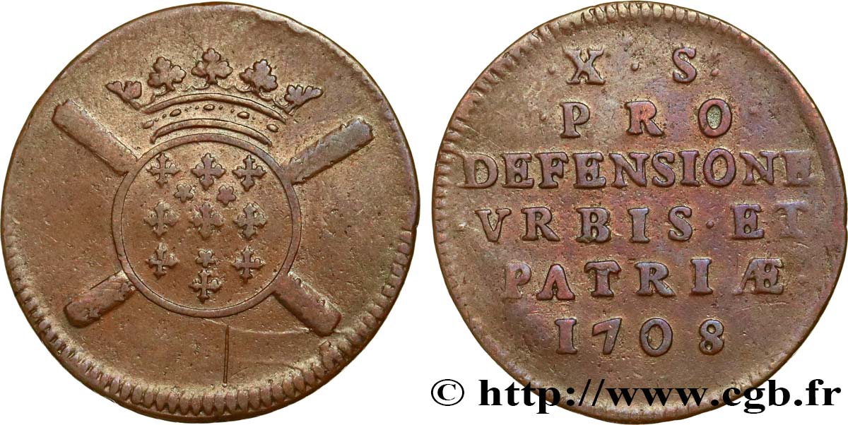 FLANDRE - SIÈGE DE LILLE Dix sols, monnaie obsidionale 1708 Lille BB