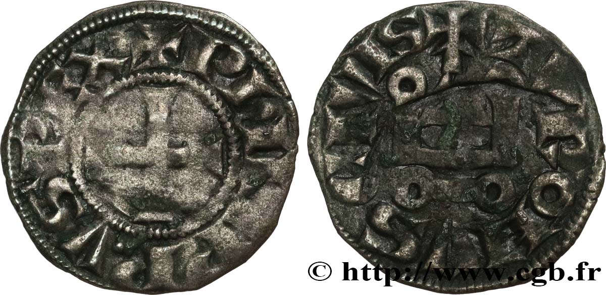 PHILIPPE III LE HARDI ET PHILIPPE IV LE BEL - MONNAYAGE COMMUN (à partir de 1280) Denier tournois à l O rond n.d. s.l. TB+