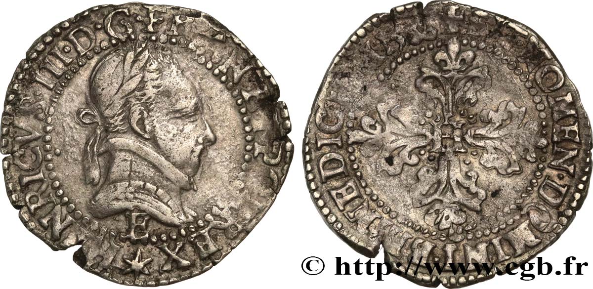 HENRY III Quart de franc au col plat 158[8] Tours fSS