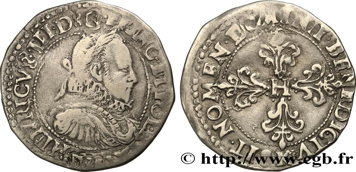 HENRI III Demi-franc au col fraisé n.d. Bordeaux B+