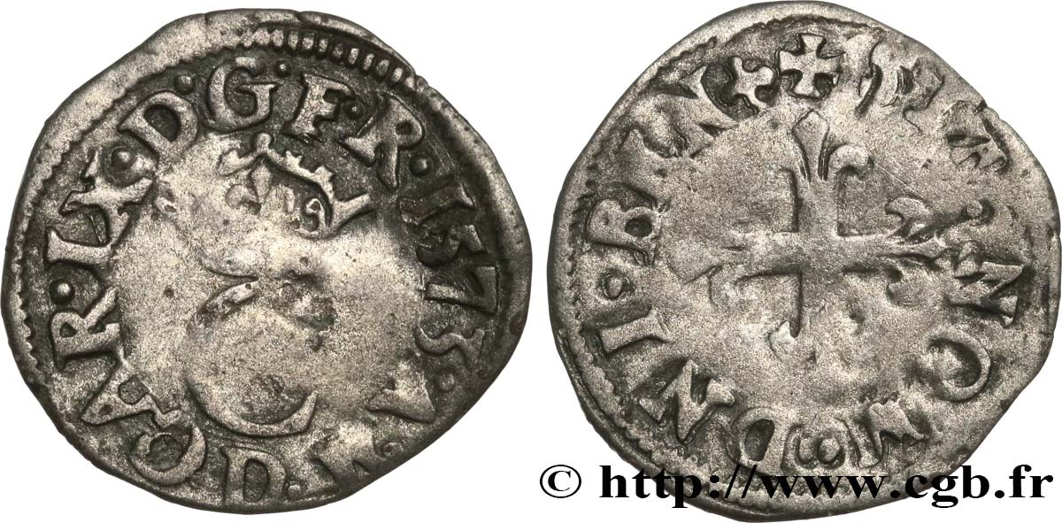 HENRY III. COINAGE IN THE NAME OF CHARLES IX Liard au C couronné, 2e émission 1573 Lyon VF