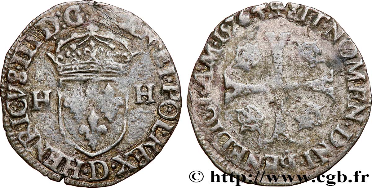 HENRI III Douzain aux deux H, 1er type 1576 Lyon TB+