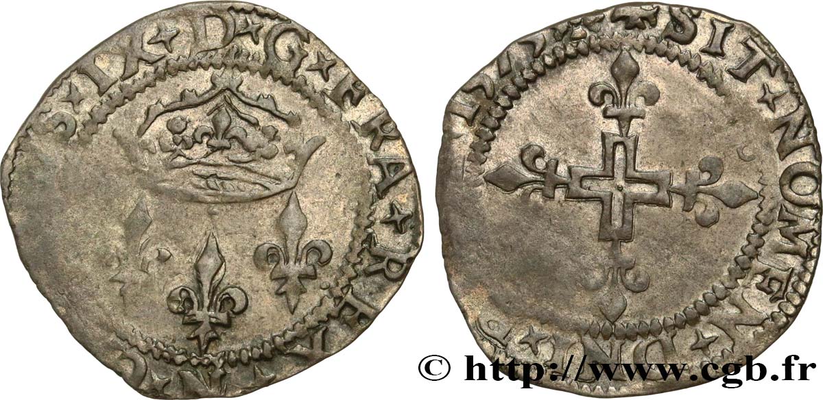 HENRY III. COINAGE IN THE NAME OF CHARLES IX Double sol parisis, 1er type 1575 Montpellier F