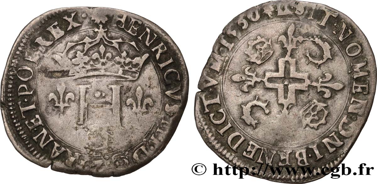 HENRI III Double sol parisis du Dauphiné 1586 Grenoble TB+