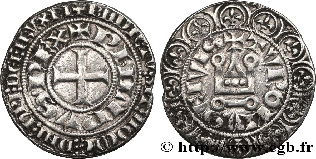 PHILIP III  THE BOLD  Gros tournois  n.d. s.l. XF