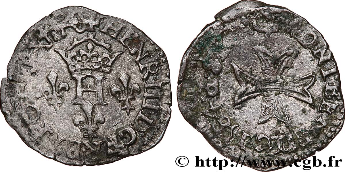 HENRI III Liard à la croix du Saint-Esprit 1584 Dijon TB+
