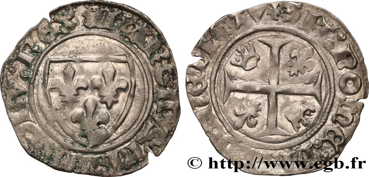 CHARLES VI  THE MAD  OR  THE WELL-BELOVED  Blanc dit  guénar  n.d. Saint-Pourçain VF