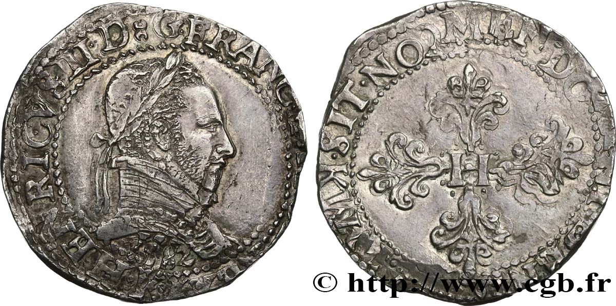 HENRY III Franc au col plat 1582 Bordeaux fVZ