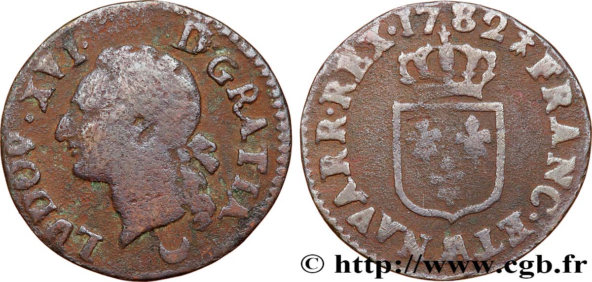 LOUIS XVI Liard dit “à l&nbsp;écu” 1782 Metz TB