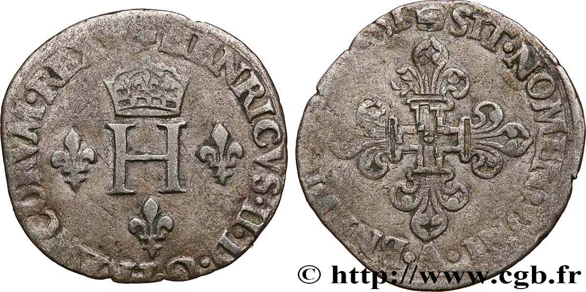 HENRY II Sol parisis ou trois blancs ou “demi-gros de Nesle” 1551 Paris VF