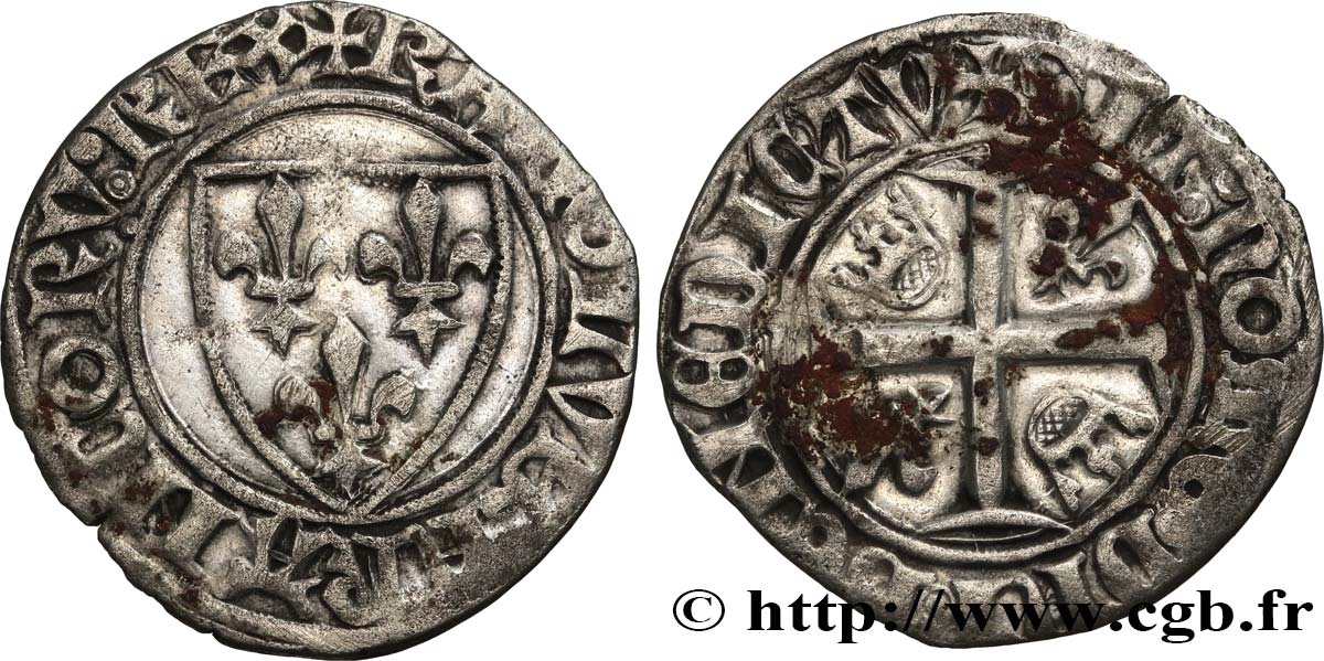 CHARLES VI  THE MAD  OR  THE WELL-BELOVED  Blanc dit  guénar  n.d. Rouen BC+