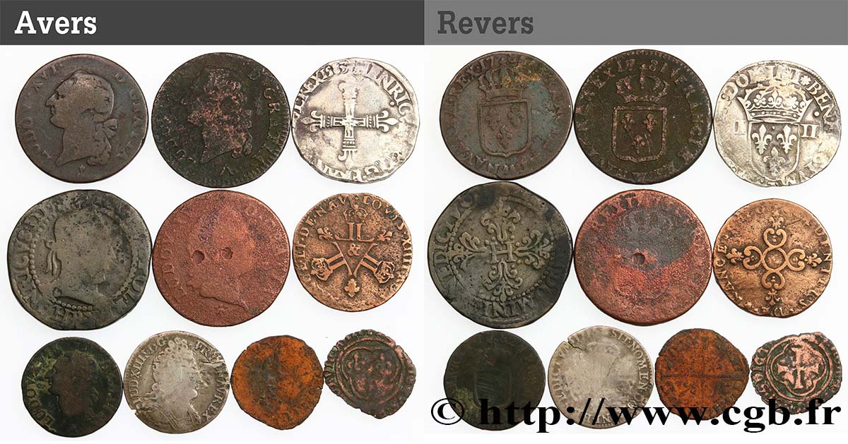 LOTS Lot de 10 monnaies royales n.d. Ateliers divers VG