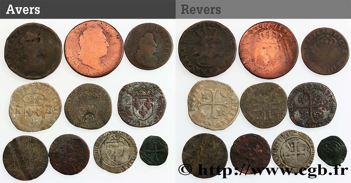LOTS Lot de 10 monnaies royales n.d. Ateliers divers SGE