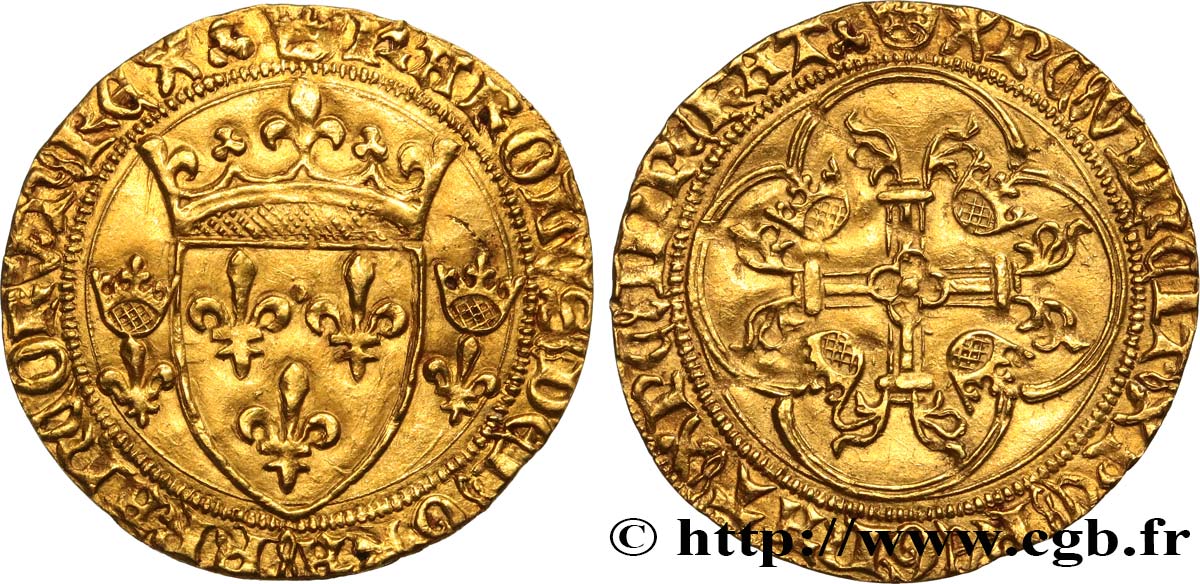 CHARLES VII LE VICTORIEUX Écu d or à la couronne 3e type, ou écu neuf n.d. Lyon TTB+