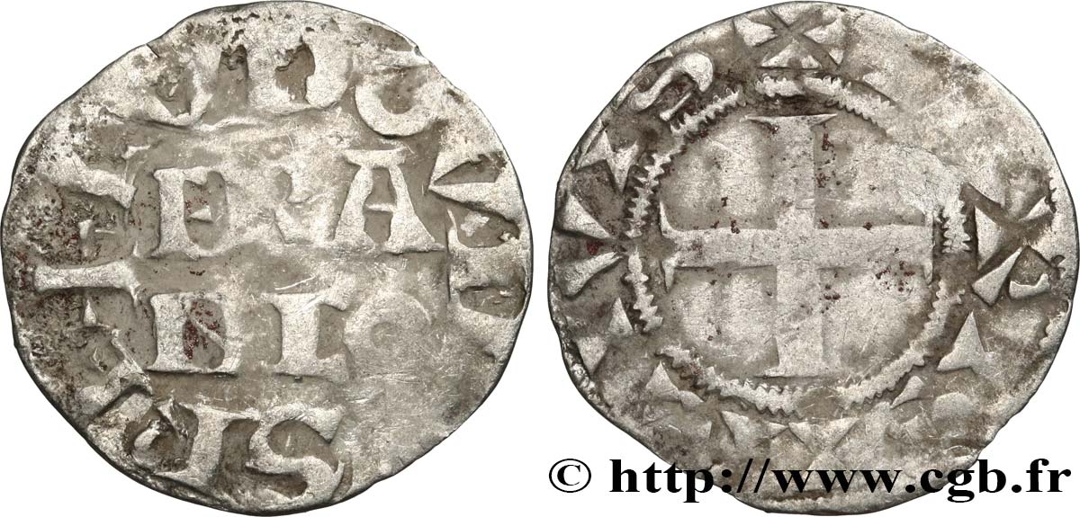 LOUIS VII  THE YOUNG  Denier parisis, 2e type n.d. Paris VF