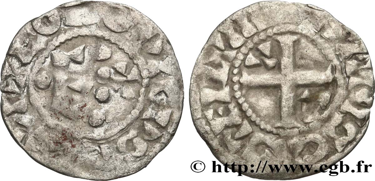 LOUIS VI LE GROS Denier, 4e type n.d. Étampes TB+