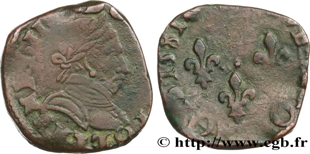 HENRI III Double tournois, 1er type de Bayonne 1581 Bayonne TB+