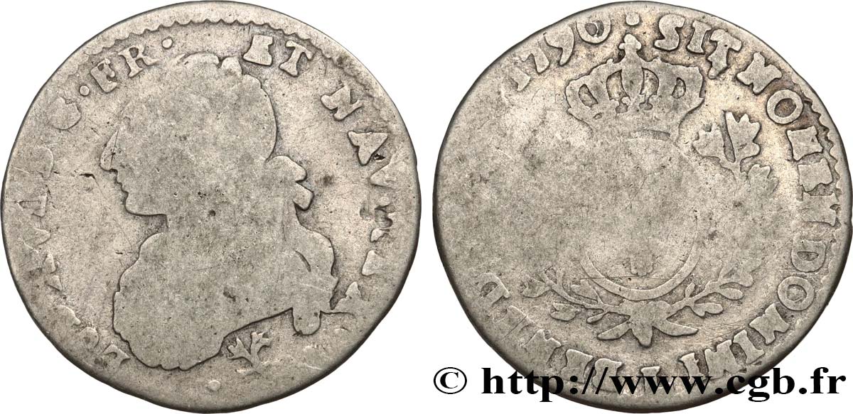 LOUIS XVI Dixième d écu aux branches d olivier 1790 Bayonne F