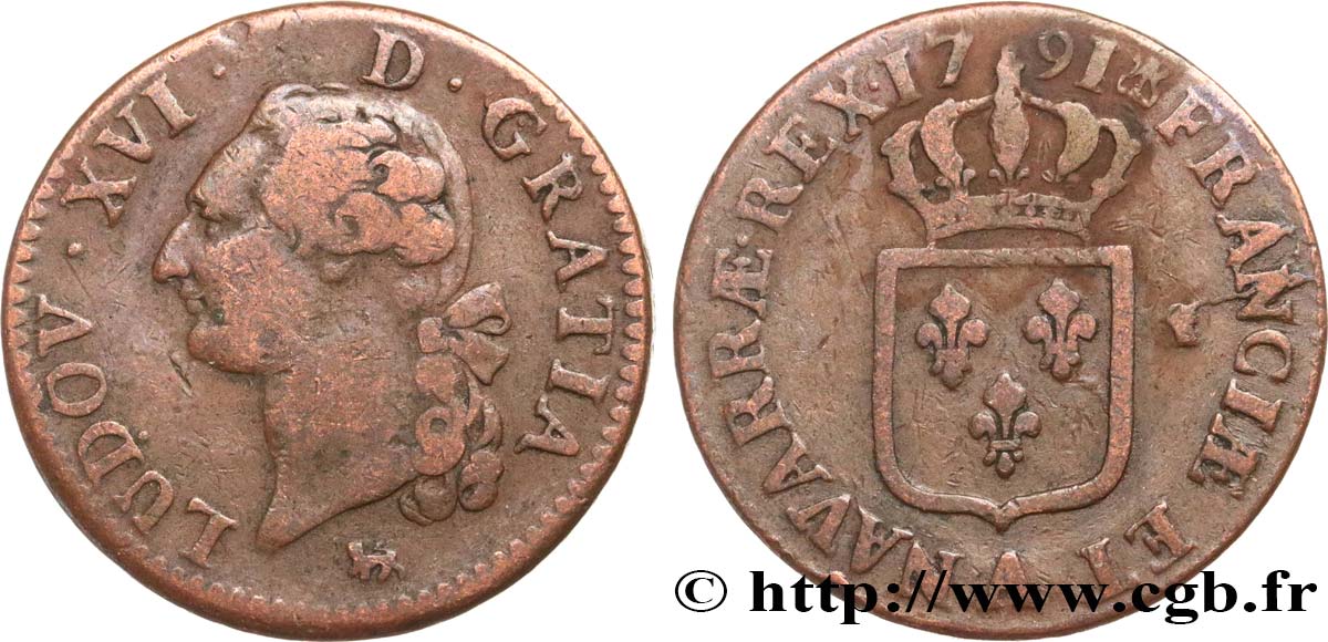 LOUIS XVI Sol dit  à l écu  1791 Paris TB+