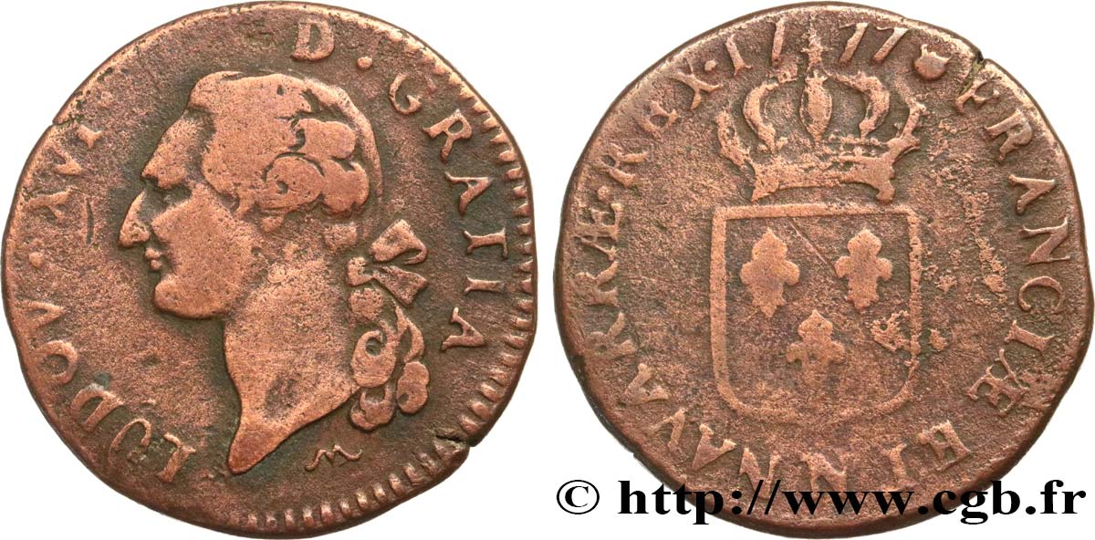 LOUIS XVI Sol dit “à l écu” 1777 Montpellier TB