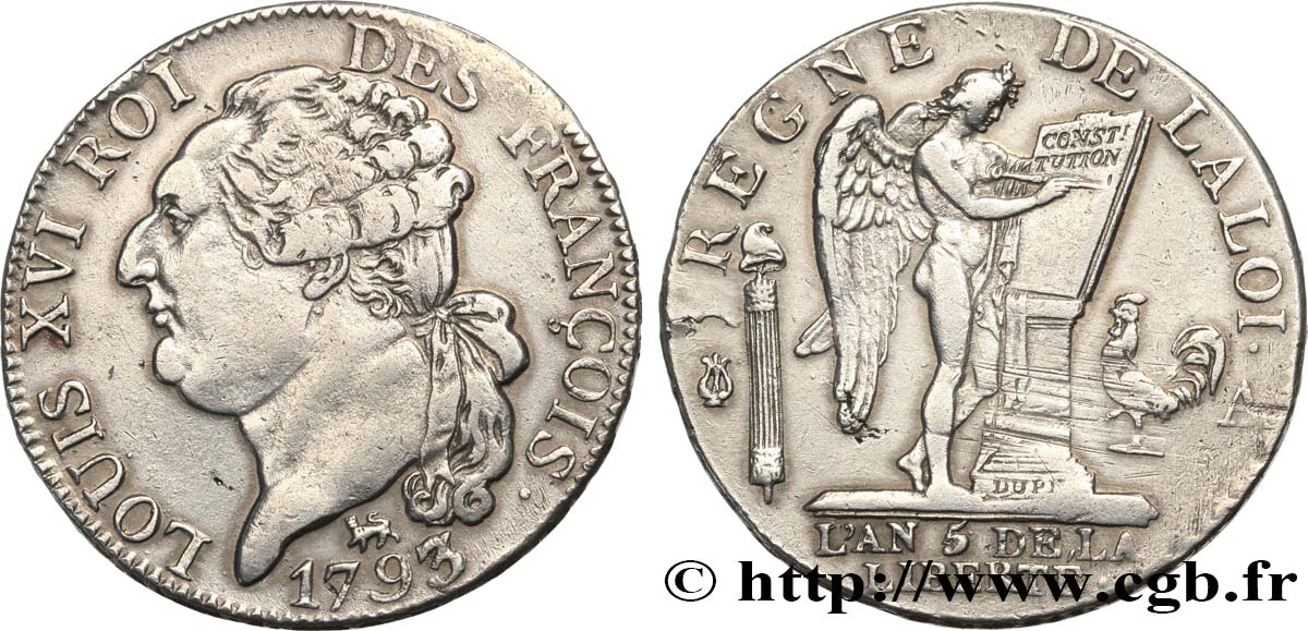 LOUIS XVI (MONARQUE CONSTITUTIONNEL)  Demi-écu dit  au génie , type FRANÇOIS 1793 Paris TB+