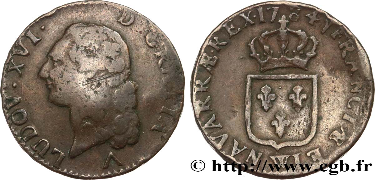 LOUIS XVI Sol dit &nbsp;à l&nbsp;écu&nbsp; 1784 Lille TB