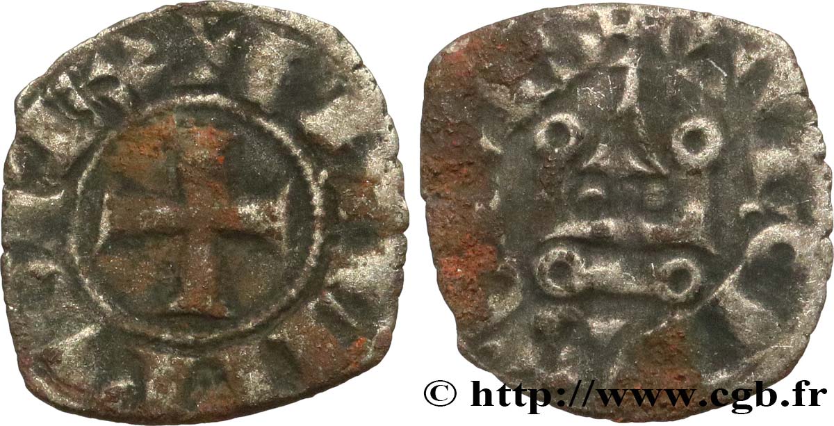 PHILIPPE IV LE BEL Obole tournois à l O rond n.d.  TB