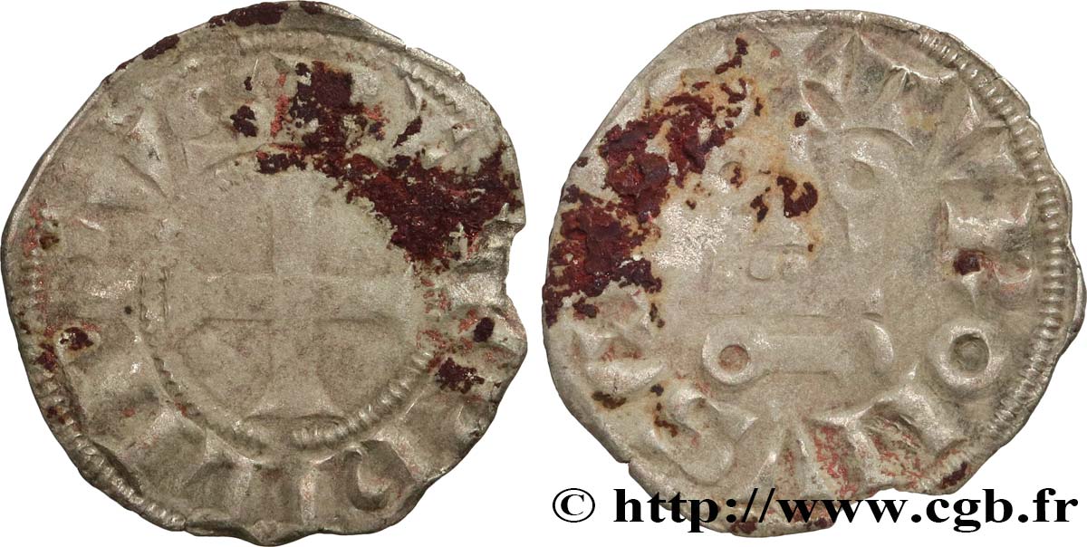 PHILIPPE III LE HARDI ET PHILIPPE IV LE BEL - MONNAYAGE COMMUN (à partir de 1280) Denier tournois à l O rond n.d. s.l. TB