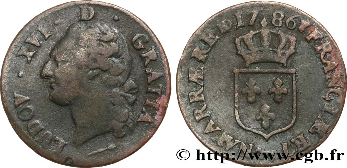 LOUIS XVI Demi-sol dit &nbsp;à l&nbsp;écu&nbsp; de Béarn 1786 Pau TB