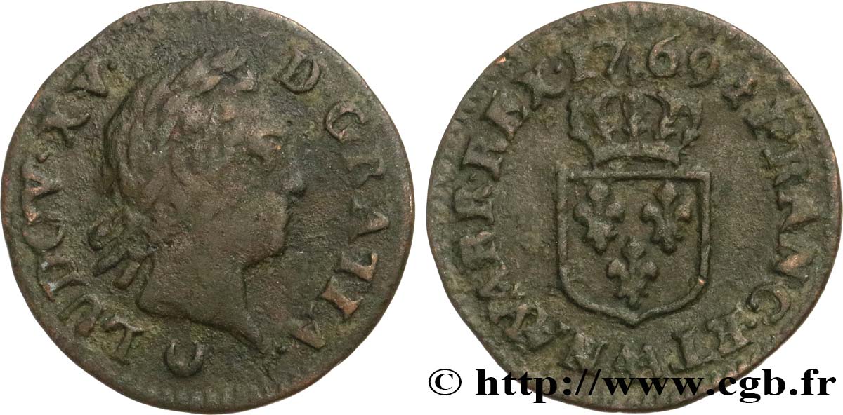 LOUIS XV DIT LE BIEN AIMÉ Liard dit “à la vieille tête” 1769 Metz TB