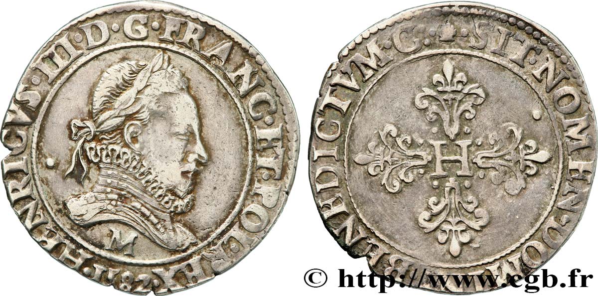 HENRY III Franc au col fraisé 1582 Toulouse q.SPL
