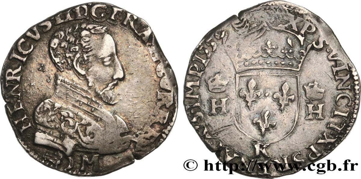FRANCIS II. COINAGE AT THE NAME OF HENRY II Teston à la tête nue, 3e type 1559 Bordeaux MBC