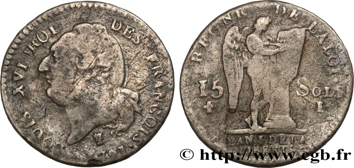 LOUIS XVI 15 sols dit  au génie , type FRANCOIS 1791 Limoges F