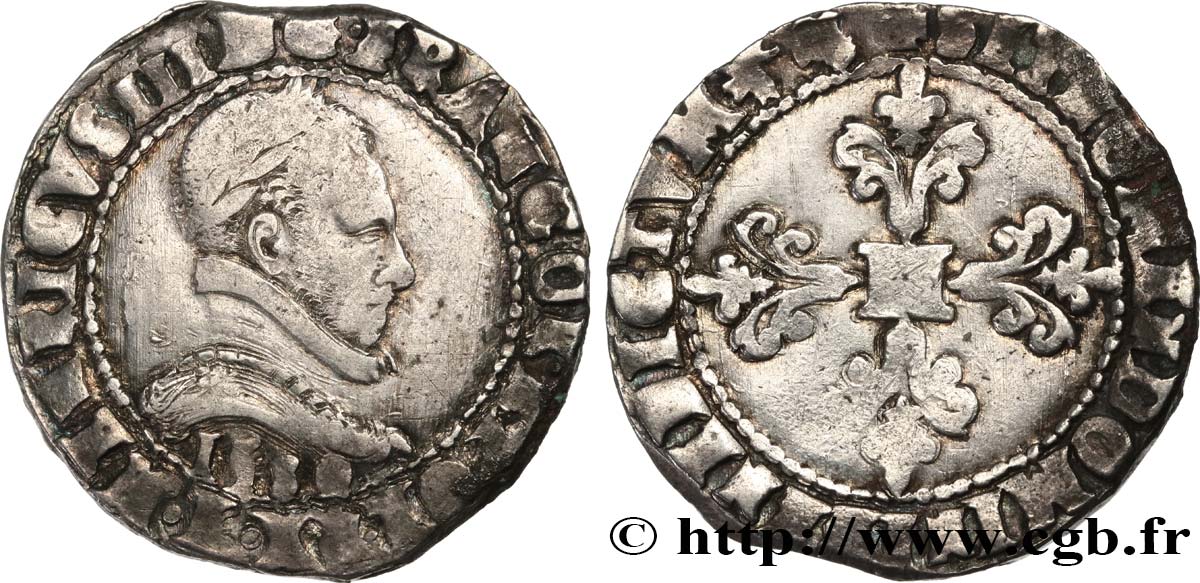 HENRI III Franc au col plat 1580 Bayonne TB+