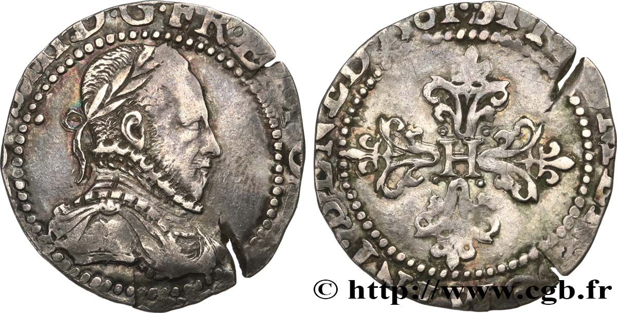 HENRY III Quart de franc au col gaufré 1581 Poitiers XF