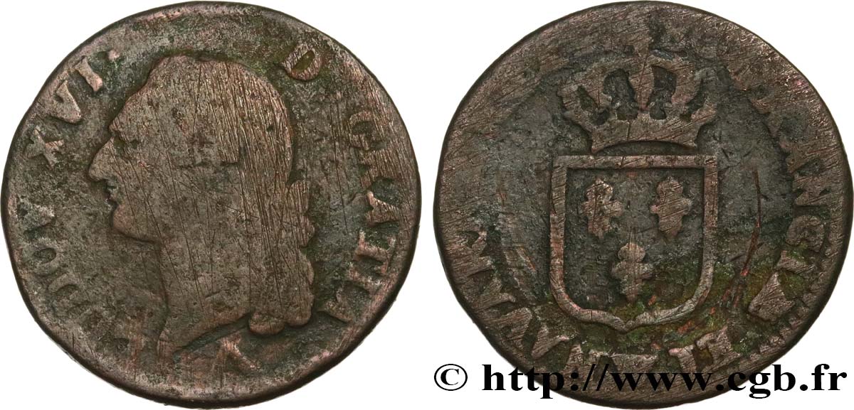 LOUIS XVI Sol dit &nbsp;à l&nbsp;écu&nbsp; 1786 Lille B+