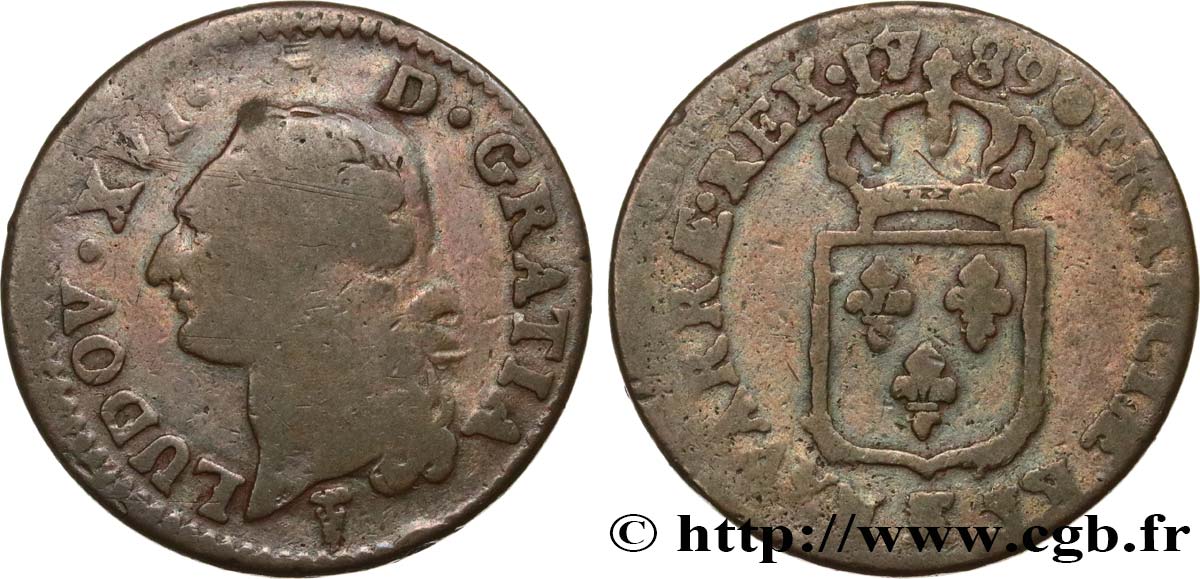 LOUIS XVI Sol dit  à l écu  1789 Bordeaux TB